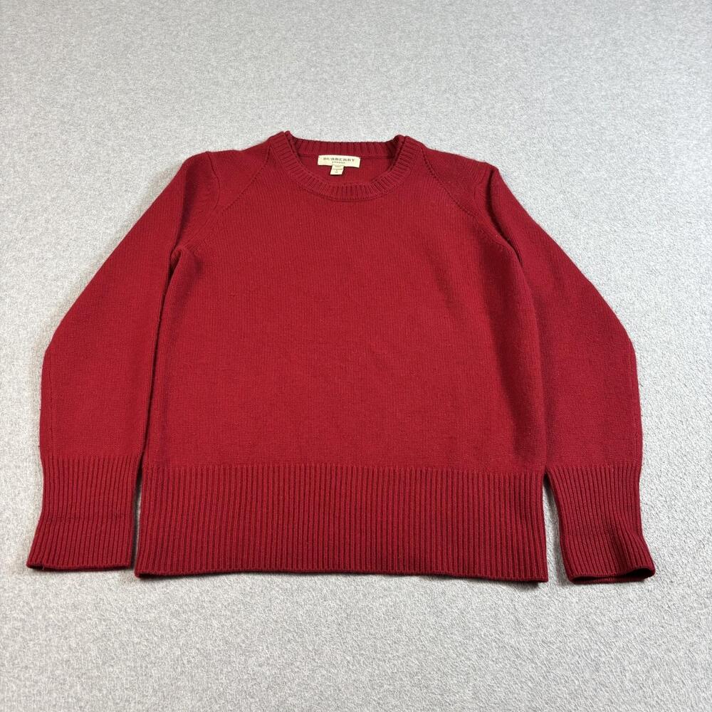 Burberry Cashmere Sweater Men Large Red Logo Classic Heritage Academia Capsule